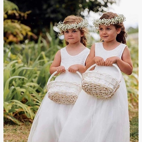 Lace Back A-Line Straight Tutu Tulle Party Flower Girl Dresses - Picture 2 of 3